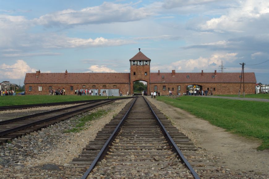 Main gate of Auschwitz-Birkenau concentration camp.