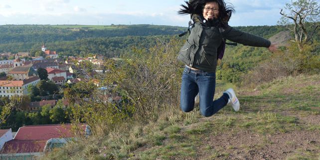 Twenty-one-year old student from Hong Kong, Shan, during her stay in the Czech Republic. Photograph: Veronika Tomanová.