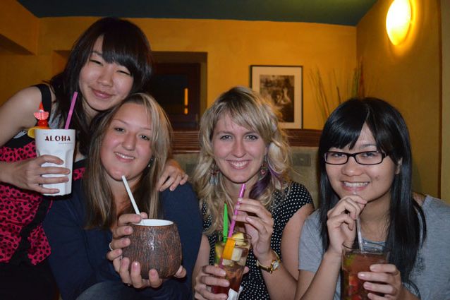 Shan (on the right) with her friends in Brno. Photograph: Veronika Tomanová.