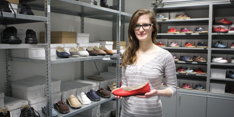 Visitors can choose from among the shoes offered in the store or can design their own shoes from scratch and have them made.